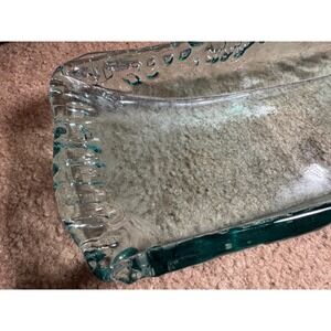 Textured‎ Glass Tray Decorative Centerpiece Serving Dish Rectangle 13 in